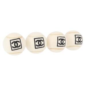 CHANEL Sports Line Set of 4 Tennis Balls White CC Auth 155098V